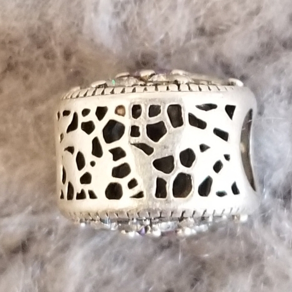 Cubic Zirconia Flower Pandora Charm With Purple - Picture 2 of 2